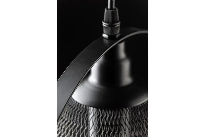 Décor Xalis Lampe à suspension abat-jour filaire noir avec bord métallique diamètre 18,5 cm 7320