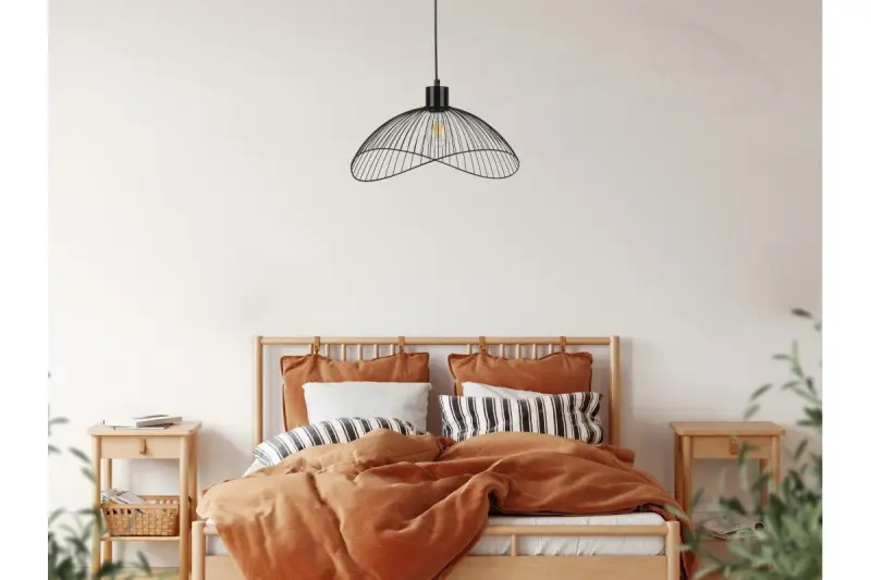 Decor Reto Lampe à suspension en fil noir vintage 50 cm de diamètre 4151