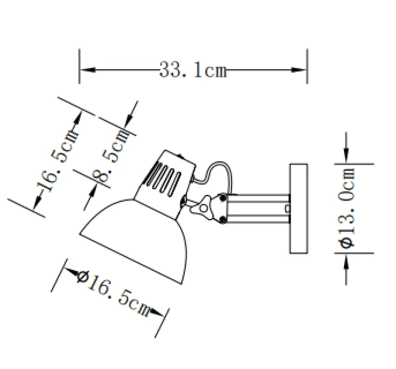 Decor Artemia Applique élégante grise avec bras en métal 16,5 cm de diamètre 216
