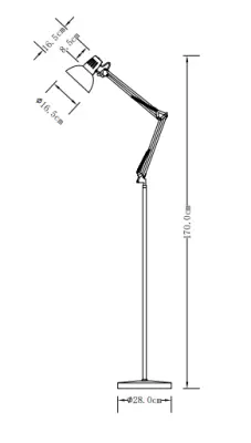 Décor Artemia Lampe sur pied grise long bras en métal diamètre 16,5 cm 2300