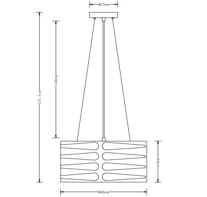 Decor Marisa noir Lampe à suspension avec des interstices horizontaux effilés max. 3 ampoules diamètre 40 cm 2584