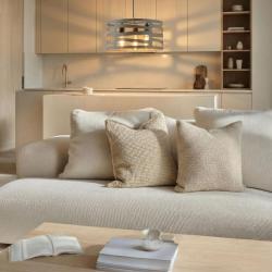 Decor Marisa Lampe à suspension grise avec des interstices horizontaux effilés max. 3 ampoules diamètre 40 cm 2607