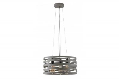 Decor Marisa Lampe à suspension grise avec des interstices horizontaux effilés max. 3 ampoules diamètre 40 cm 2607