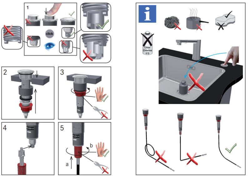 Franke Kit de vidage pour évier avec bonde intégrée (turbo) avec vidange automatique et bouton-poussoir en inox 1208957709