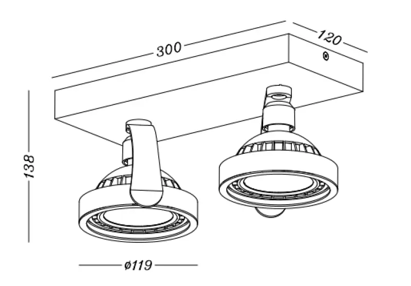 Décor Wally Plafonnier ou Applique anthracite à tête mobile 2 sources lumineuses 4304