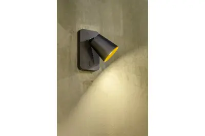 Decor Elli Lampe murale moderne noire avec interrupteur et 1 source lumineuse 4533