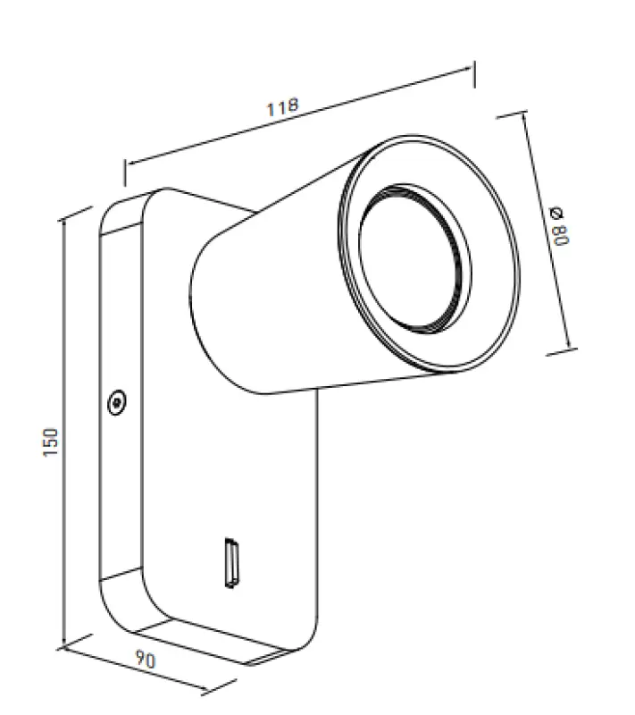 Decor Elli Lampe murale moderne noire avec interrupteur et 1 source lumineuse 4533