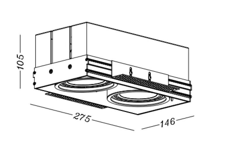 Decor Milo plafonnier encastrable noir sans cadre avec 2 sources lumineuses 4755