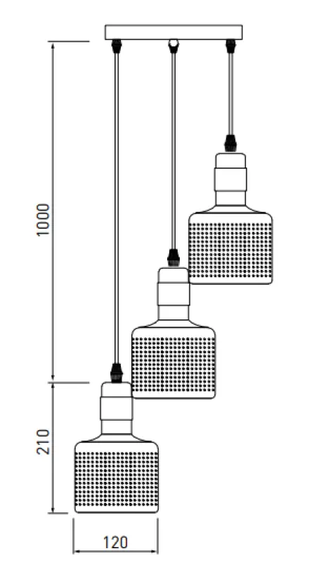 Decor Bellis Lampe à suspension cylindrique Noir et Or avec 3 sources lumineuses 4680