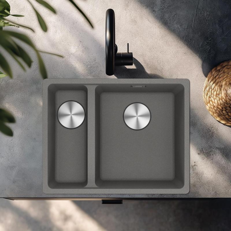 Franke Maris MRG 260-34-15 Évier en Fragranite Gris Pierre, évier à droite à encastrer à fleur