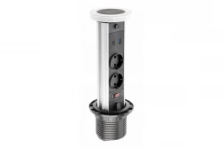 Indux Lift bloc multiprise de cuisine blanc pour plan de travail avec mise à la terre type F, éclairage, 2 x USB et recharge sans fil 1208957838