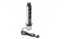 Indux Up & Down petit bloc multiprise argenté pour plan de travail avec 3 prises et 2 x USB 1208957840
