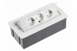 Indux Flip Medium bloc blanc multiprise pour cuisine avec mise à la terre pour plan de travail ou meuble mural avec 3 prises 1208957843