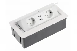 Indux Flip Medium bloc blanc multiprise pour cuisine à encastrer dans le plan de travail ou dans le meuble supérieur avec 2 prises de courant et 2 chargeurs USB 1208957847