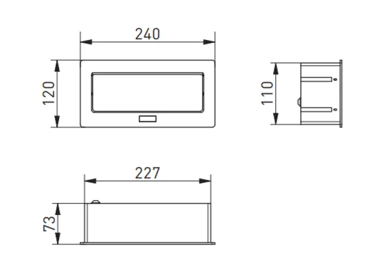 Indux Flip Medium bloc multiprise en aluminium pour plan de travail ou meuble mural avec mise à la terre type E, 2 prises et 2 chargeurs USB 1208957850