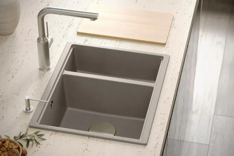 Quadri Newport II blanc 1,5 évier en granit pour montage en surface et sous plan 555x460 1208957860