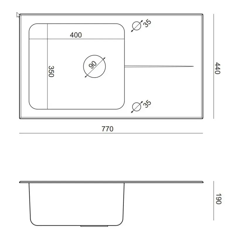 Quadri Glazz évier en inox montage en surface avec égouttoir en verre noir réversible 77x44 1208957862