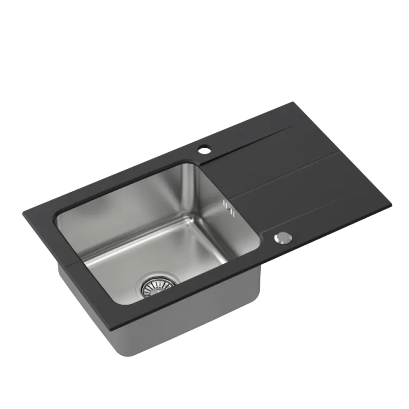 Quadri Fusion évier en surface en inox avec égouttoir en granit onyx 78x44 réversible 1208957871
