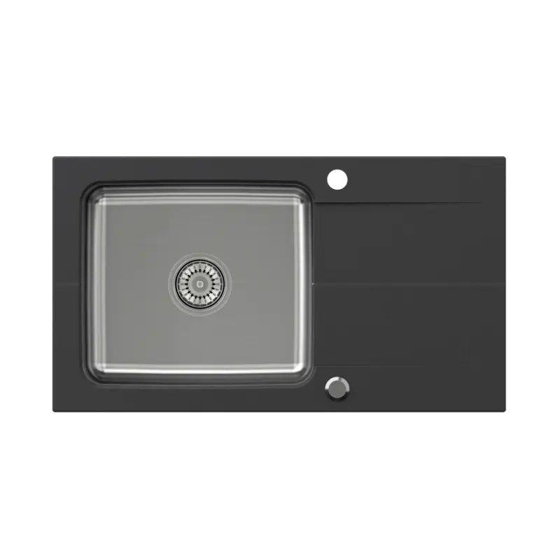 Quadri Fusion évier en surface en inox avec égouttoir en granit onyx 78x44 réversible 1208957871