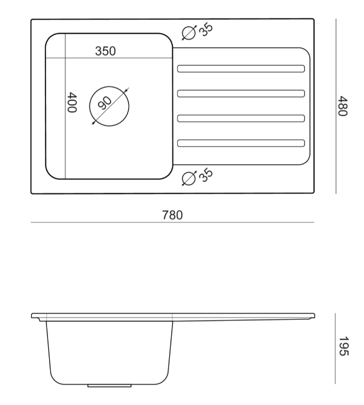 Évier Quadri Fusion en inox avec égouttoir en granit noir 78x48 réversible 1208957875