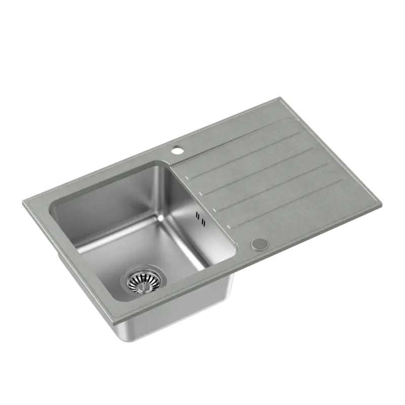 Quadri Fusion évier en inox en surface avec égouttoir en granit argenté 78x48 réversible 1208957877