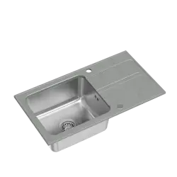 Quadri Fusion évier en inox à montage en surface avec égouttoir en granit argenté 78x43 réversible 1208957880