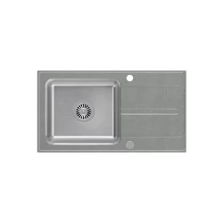 Quadri Fusion évier en inox à montage en surface avec égouttoir en granit argenté 78x43 réversible 1208957880