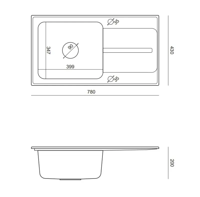 Quadri Fusion évier en inox à montage en surface avec égouttoir en granit argenté 78x43 réversible 1208957880