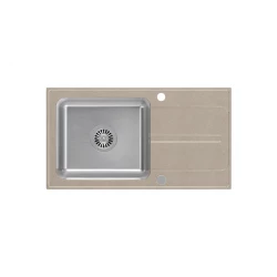 Quadri Fusion évier en inox à montage en surface avec égouttoir en granit beige 78x43 réversible 1208957881