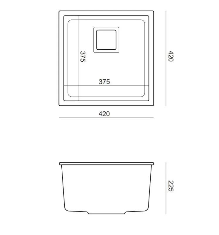 Quadri Quadrangle granit noir évier sous plan 42x42 1208957887