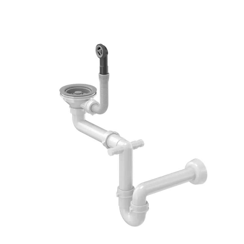 Quadri gris Kit de vidage pour évier avec trop-plein 1 bac 1208957900