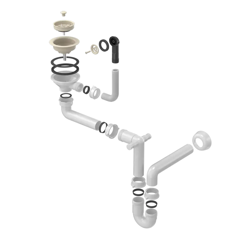 Quadri beige sable Kit de vidage évier avec trop-plein 1208957901