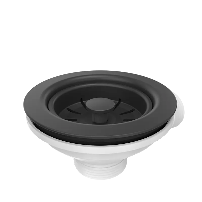 Quadri double Kit de vidage noir avec trop-plein pour évier 1208957902