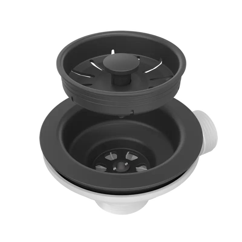 Quadri double Kit de vidage noir avec trop-plein pour évier 1208957902