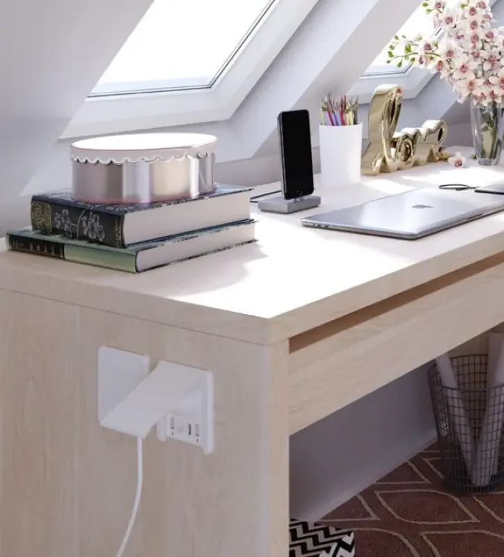 Indux Flip blanc mat prise à encastrer avec mise à la terre type E, 2xUSB A, 1xRJ45 et connexion HDMI 1208957916