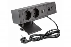 Indux Desk bureau ou table noir mat bloc multiprise (2x) avec mise à la terre type F, 1xUSB A, 1xUSB C, 1xRJ45 et 1xHDMI 1208957922