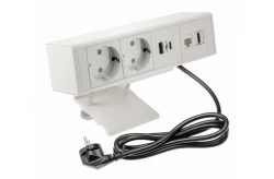 Indux Desk blanc mat bloc multiprise (2x) avec mise à la terre type F, 1xUSB A, 1xUSB C, 1xRJ45 et 1xHDMI 1208957923