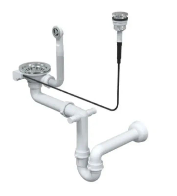 Quadri London Kit de vidage en inox pour évier avec trop-plein et bouton poussoir inox 1208957933