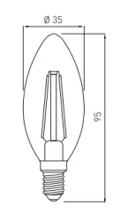 Decor Lumiere ampoule LED ovale E14 Filament blanc chaud 2700K Verre fumé 35mm