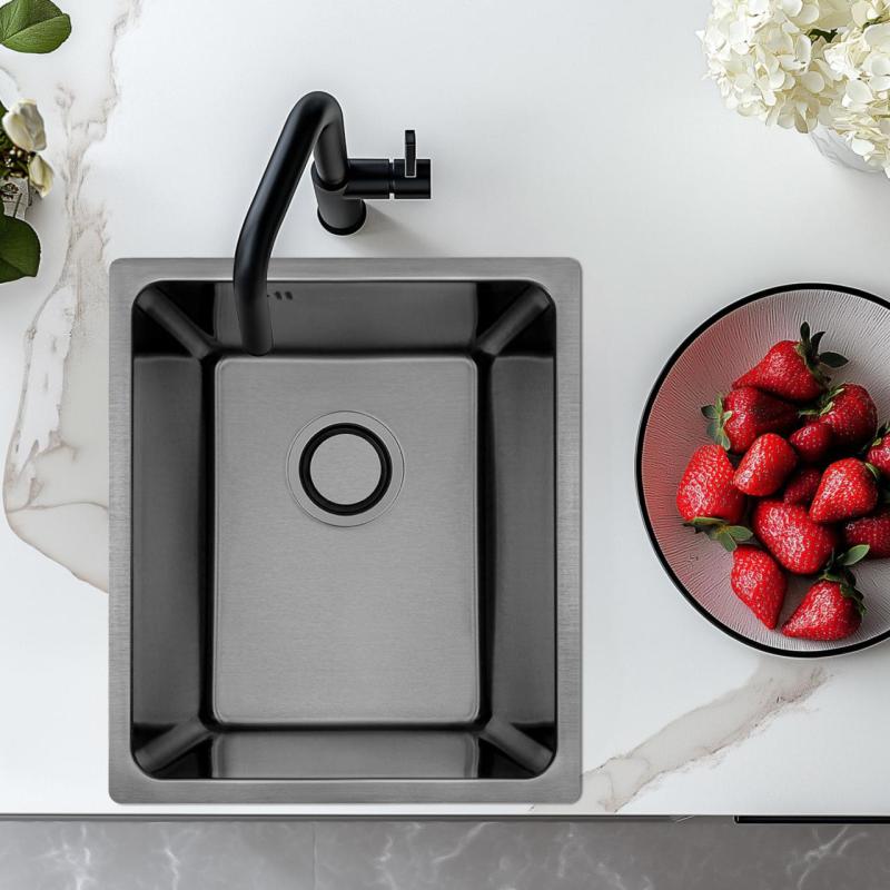 Aquadesign R25 évier en acier pour montage en surface, sous plan et à fleur de plan gris plomb 34x40cm 1208958205