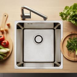 Aquadesign R25 évier en inox pour montage en surface, sous plan et à fleur de plan 40x40cm 1208958206