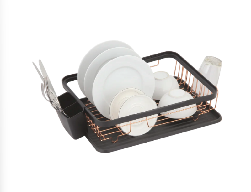 Égouttoir à vaisselle EPKA noir/or rose en acier 43,3x10,5x32 cm 1208958247