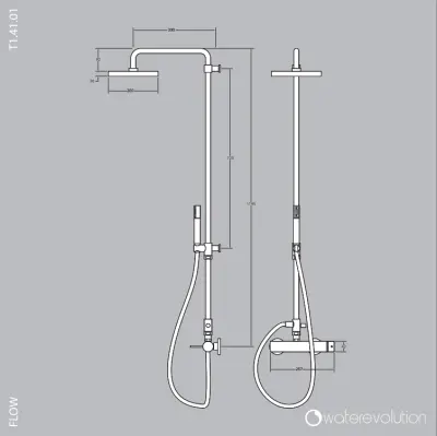 Combinaison de douche Waterevolution Flow avec douche à effet pluie PVD brossé Cuivre T141CPE