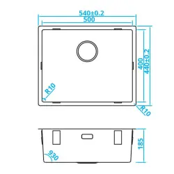 CARESSI Basic Line évier en inox 50x40 avec bouchon intégré actualisé CABLPP50R10