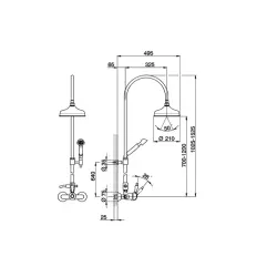 Huber Croisette Combinaison de douche 21cm Gold CM0040502G