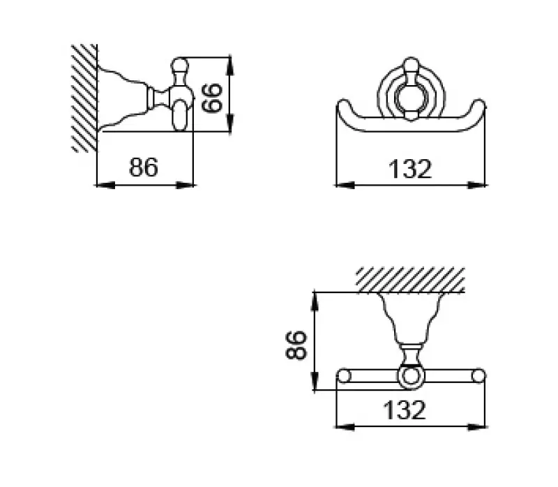 Huber Croisette Crochet porte-serviettes classique Bronze 4010.01H.BA
