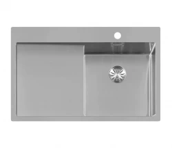 Lorreine série SP évier en inox 86x51 cm avec bord pour trou de robinet 40SPDB-L
