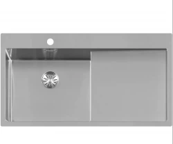 Lorreine série SP évier en inox 100x51 cm avec bord pour trou de robinet de banc 50SPDB-R