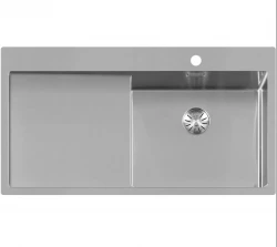 Lorreine série SP évier en inox 100x51 cm avec un bord pour trou de robinet 50SPDB-L