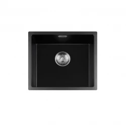 Lorreine série BQ 44x41cm évier sous plan noir avec bouchon en inox 40BQ37-FU-INOX